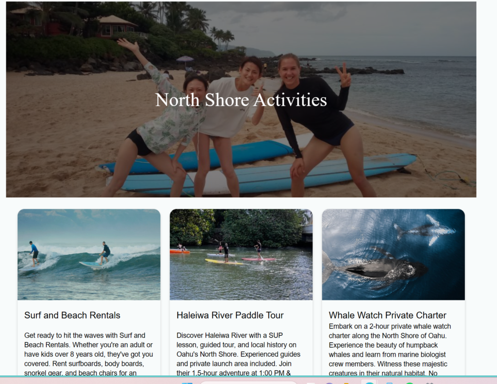 North Shore Activity Page by Wildlife Hawaii
Shark Dive Adventure, whale watching tour, Stand-up paddle rentals, Snorkeling tour 